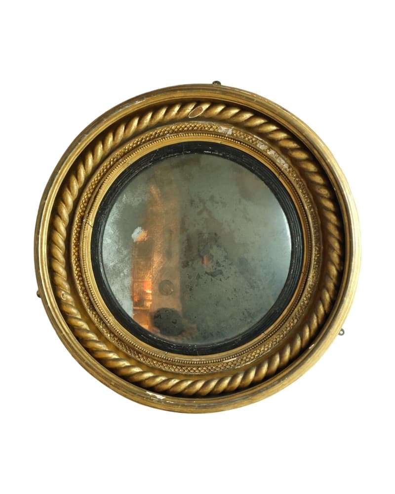 Espejo Redondo del Siglo XIX con Marco Dorado