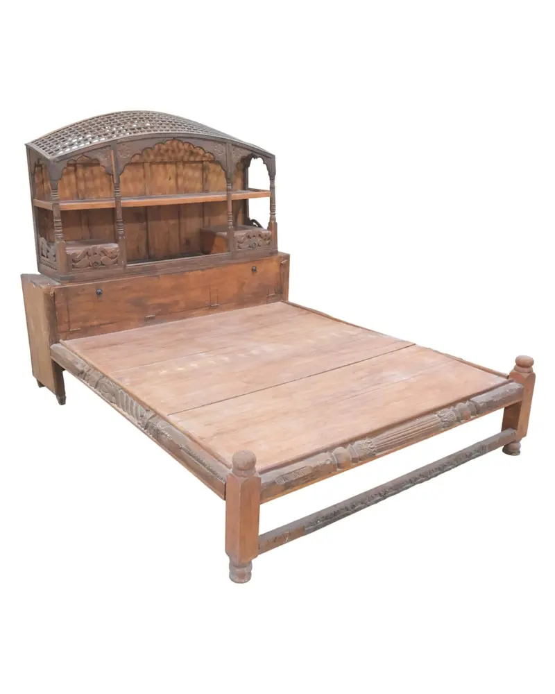 Cama de Teca con Cabezal de la India, Siglo XX, Camas, Siglo XIX · vista 2/13