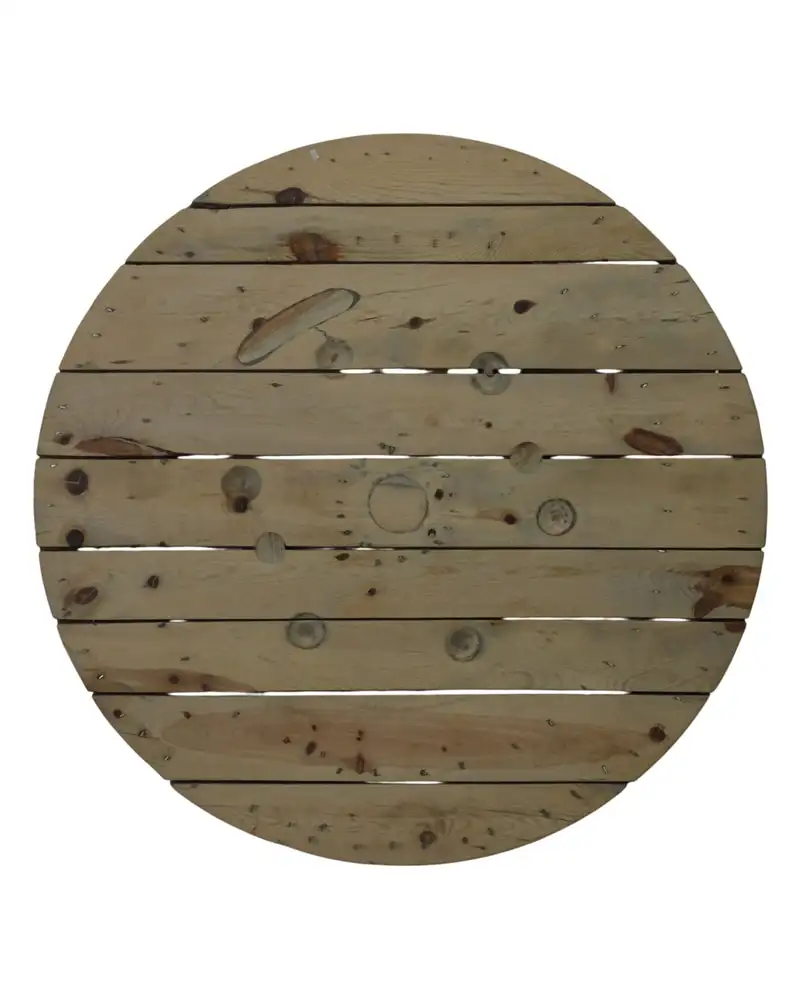 Tapa de Bobina de Luz del Siglo XX en Madera de Pino