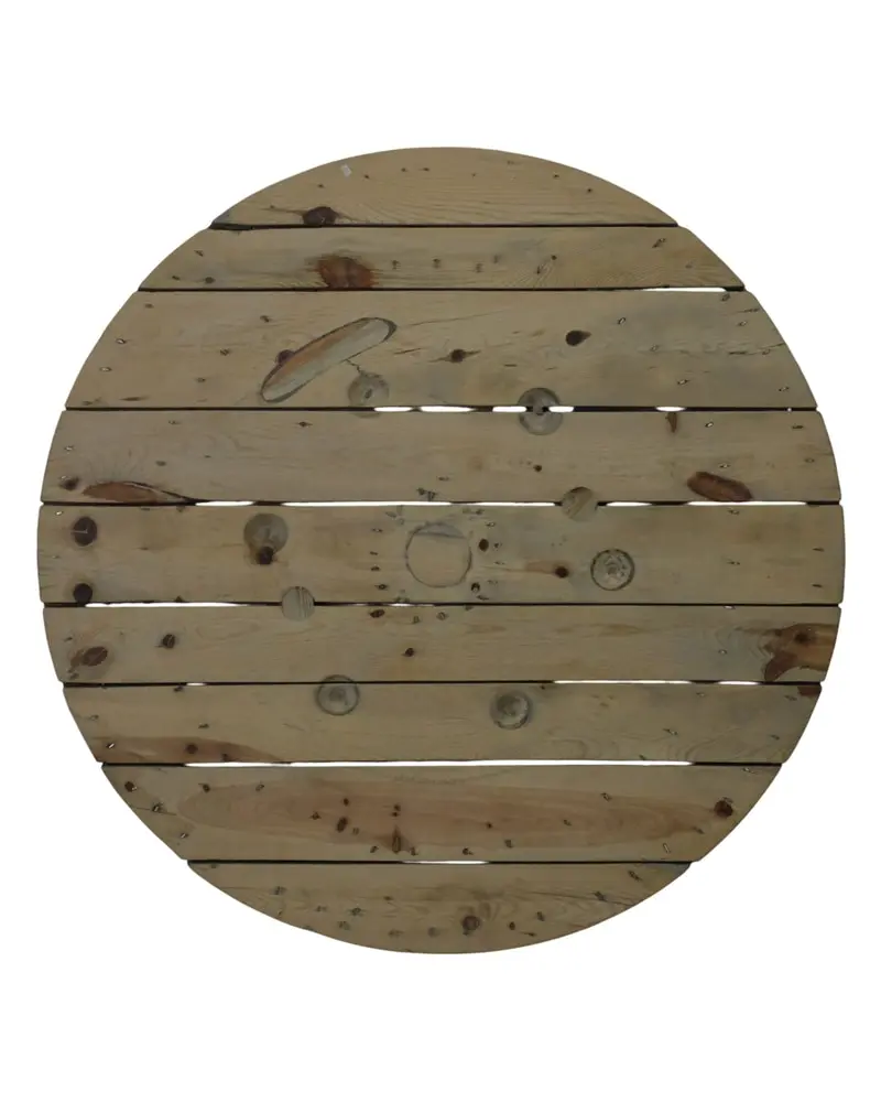 Tapa de Bobina de Luz del Siglo XX en Madera de Pino, Objetos Decorativos, Siglo XX