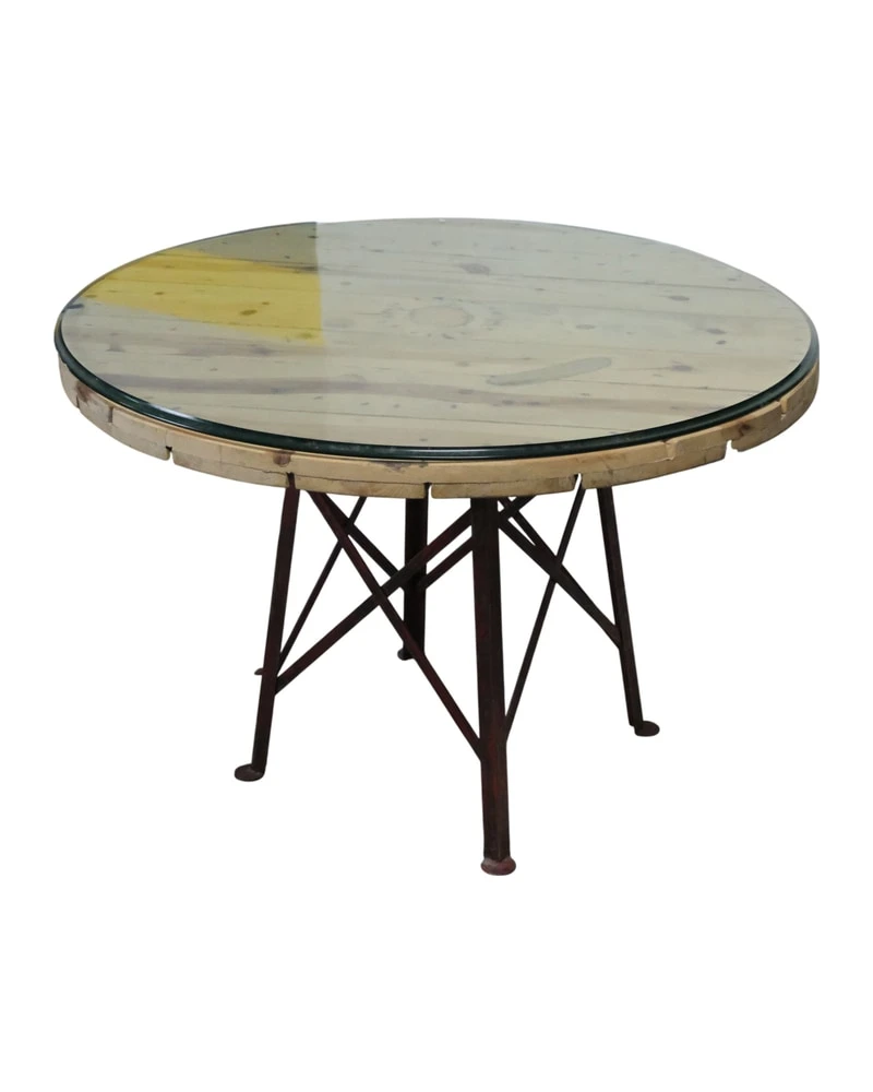 Mesa de Cristal del Siglo XX con Pata de Hierro, Mesas, Siglo XX