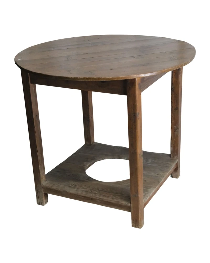 Mesa Redonda del Siglo XX en Madera de Pino, Mesas, Siglo XX