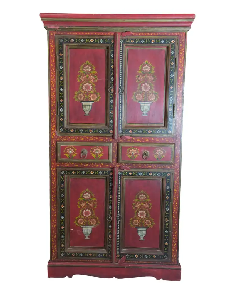 Mueble del Siglo XX Pintado con Flores de la India
