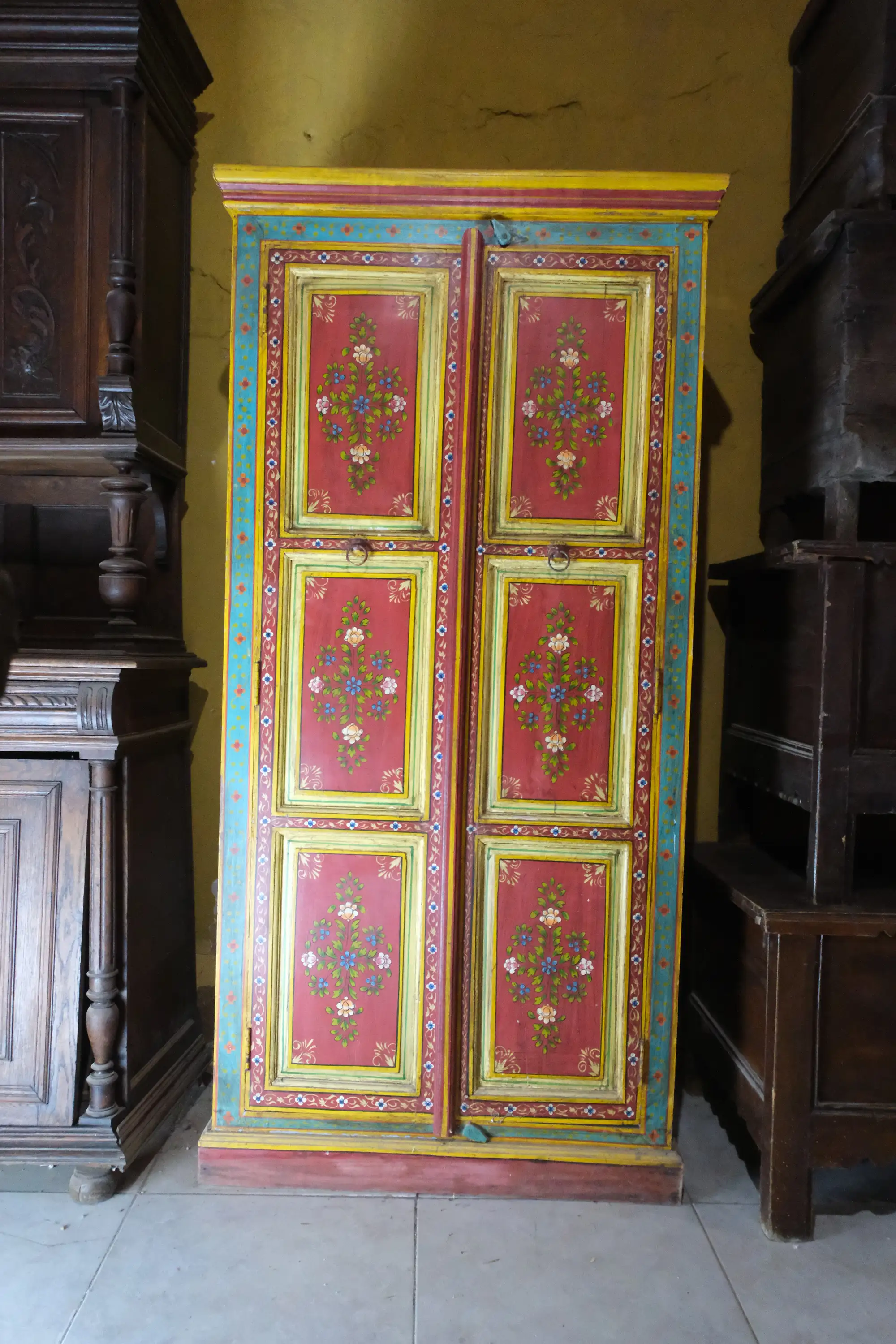 20th Century Indian Furniture with Doors and Floral Painting