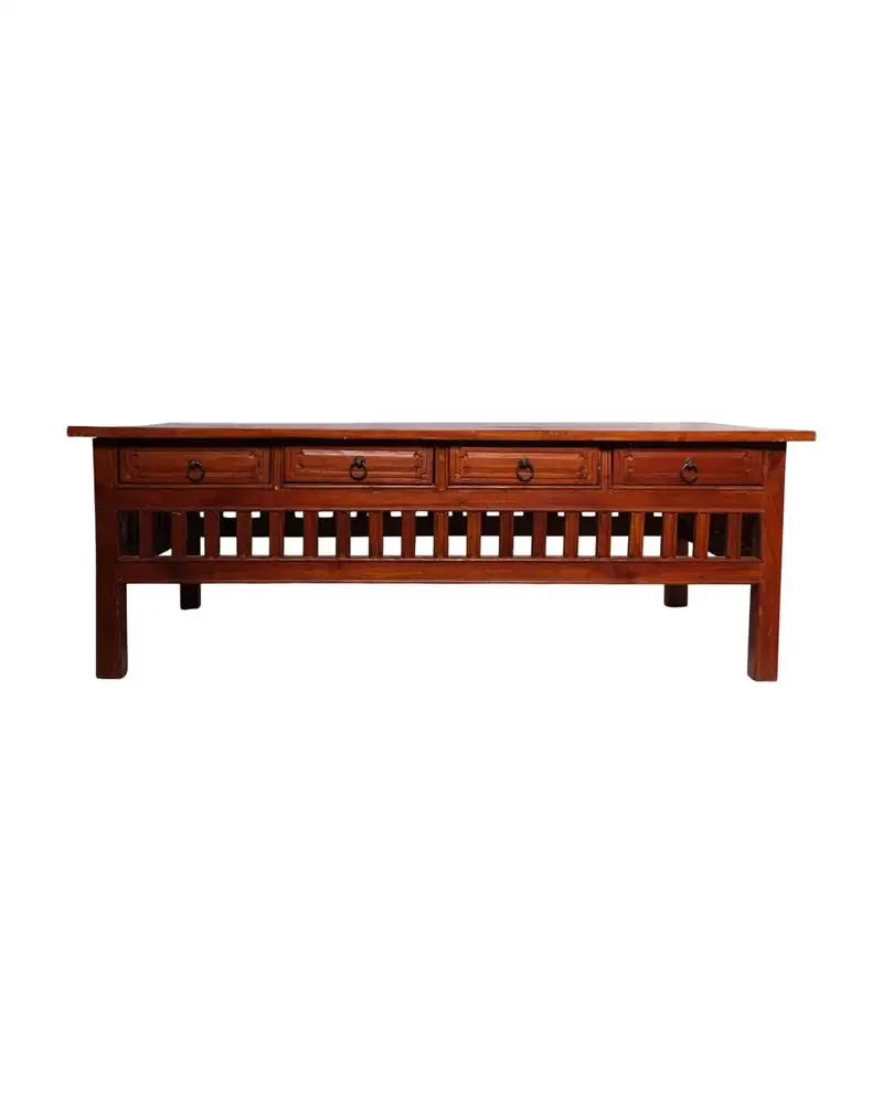 Mesa Baja del Siglo XX en Madera Maciza con Cajones