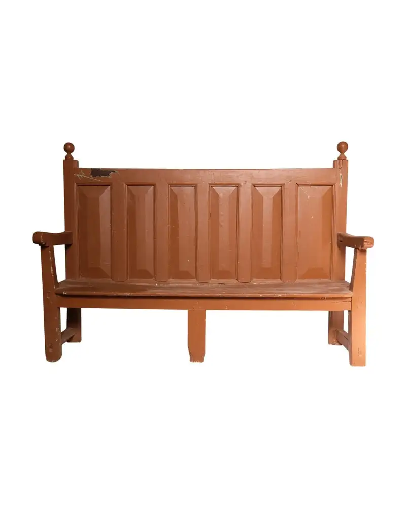 Banc en Bois du XIXe Siècle avec Dossier Haut