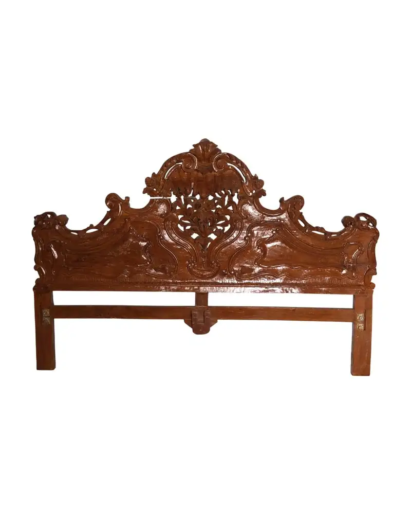 Cabecero de Cama del Siglo XX en Madera Maciza Estilo Neo-Barroco