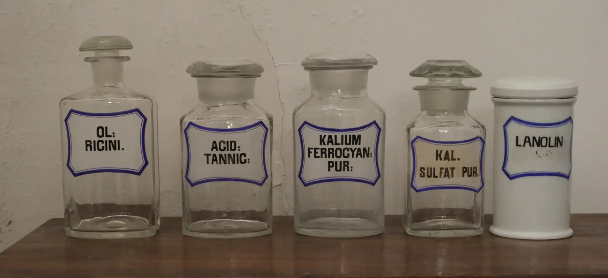 Set of Pharmacy Jars from the 20th Century in Glass and Porcelain
