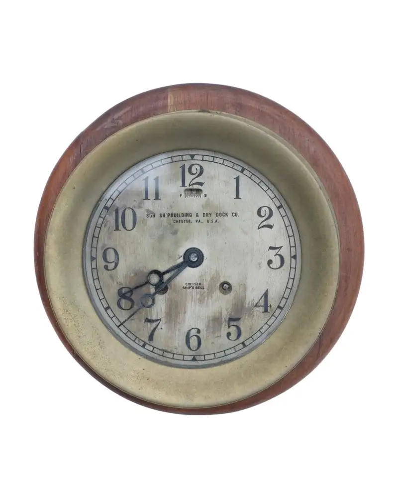 Reloj de Barco del Siglo XX en Bronce y Madera