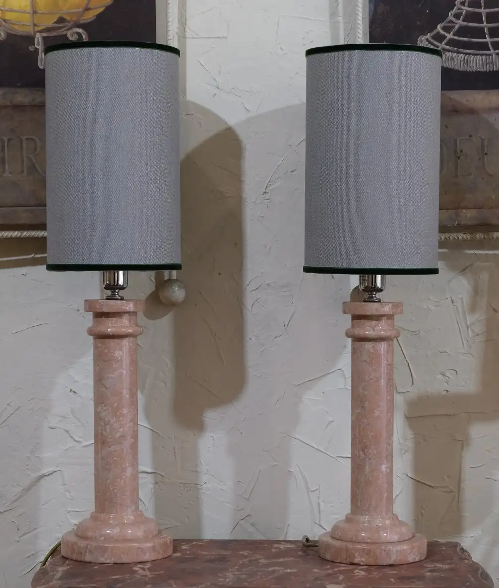 Lámparas de Mesa del Siglo XX en Mármol Rosa