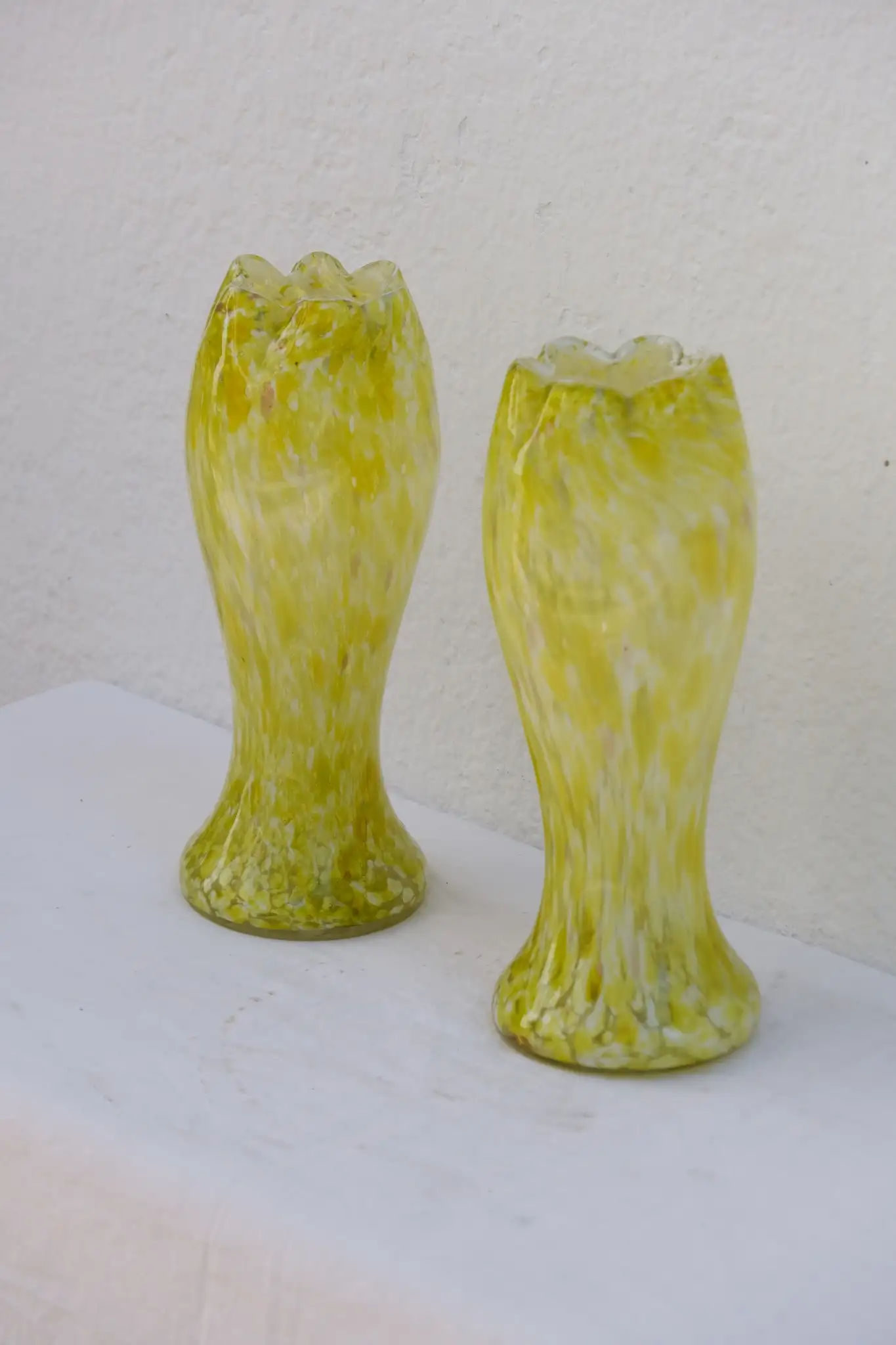 Jarrones Art Nouveau de Cristal Clichy Amarillo