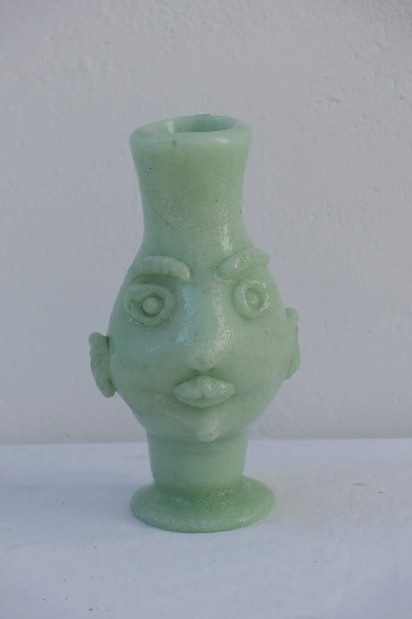 Jarrón Cristal Cabeza Brutalista del Siglo XX