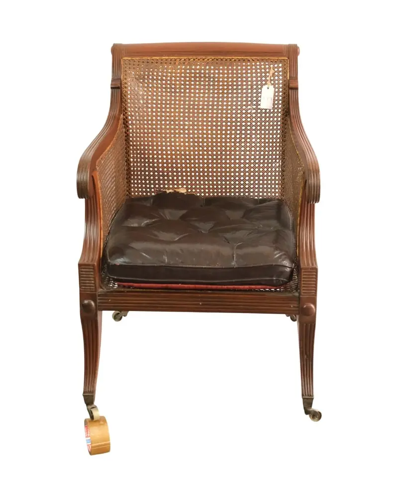 Sillón de Brazos del Siglo XIX en Madera y Cuero, Sillas y Asientos, Siglo XIX · vista 10/11