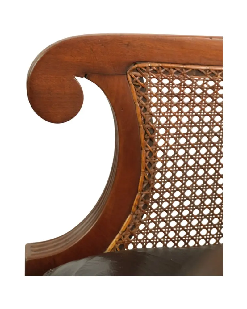 Sillón de Brazos del Siglo XIX en Madera y Cuero, Sillas y Asientos, Siglo XIX · vista 8/11