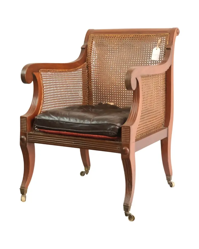 Sillón de Brazos del Siglo XIX en Madera y Cuero, Sillas y Asientos, Siglo XIX · vista 11/11