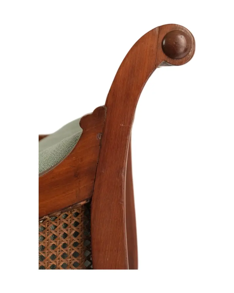 Sillón de Brazos del Siglo XIX en Madera y Cuero, Sillas y Asientos, Siglo XIX · vista 9/11