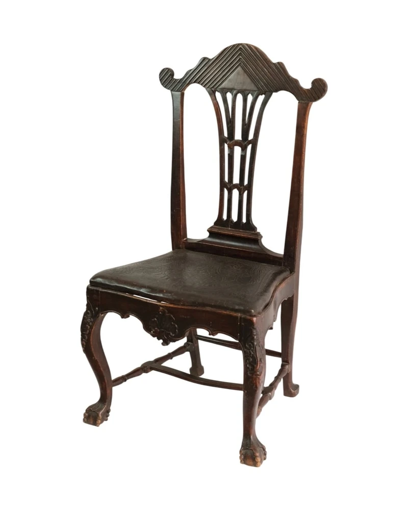 Silla Chippendale del Siglo XVIII en Madera Tallada, Sillas y Asientos, Siglo XVIII