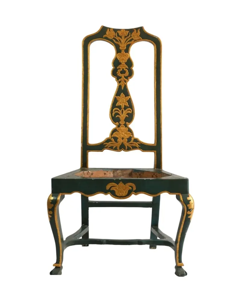 Silla de Respaldo Alto del Siglo XVIII en Madera Pintada y Dorada, Sillas y Asientos, Siglo XVIII · vista 2/13