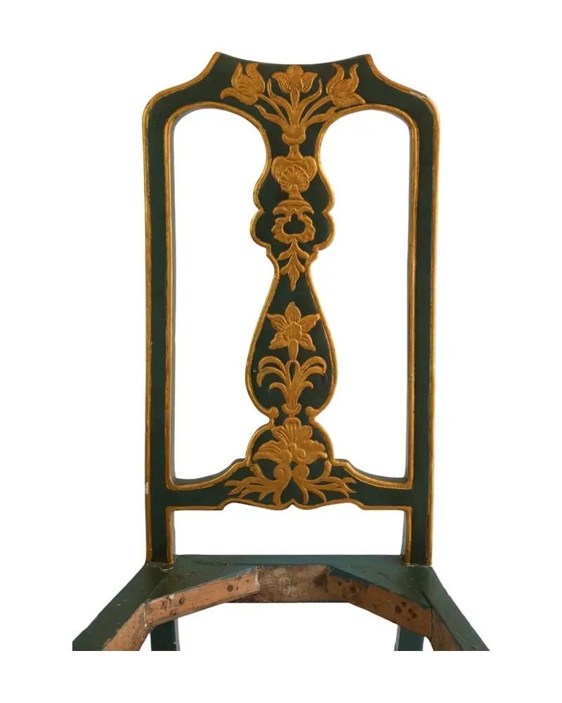 Silla de Respaldo Alto del Siglo XVIII en Madera Pintada y Dorada, Sillas y Asientos, Siglo XVIII · vista 3/13