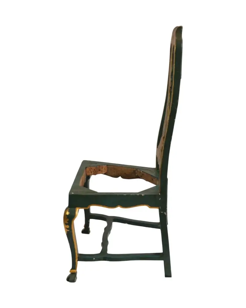 Silla de Respaldo Alto del Siglo XVIII en Madera Pintada y Dorada, Sillas y Asientos, Siglo XVIII · vista 6/13