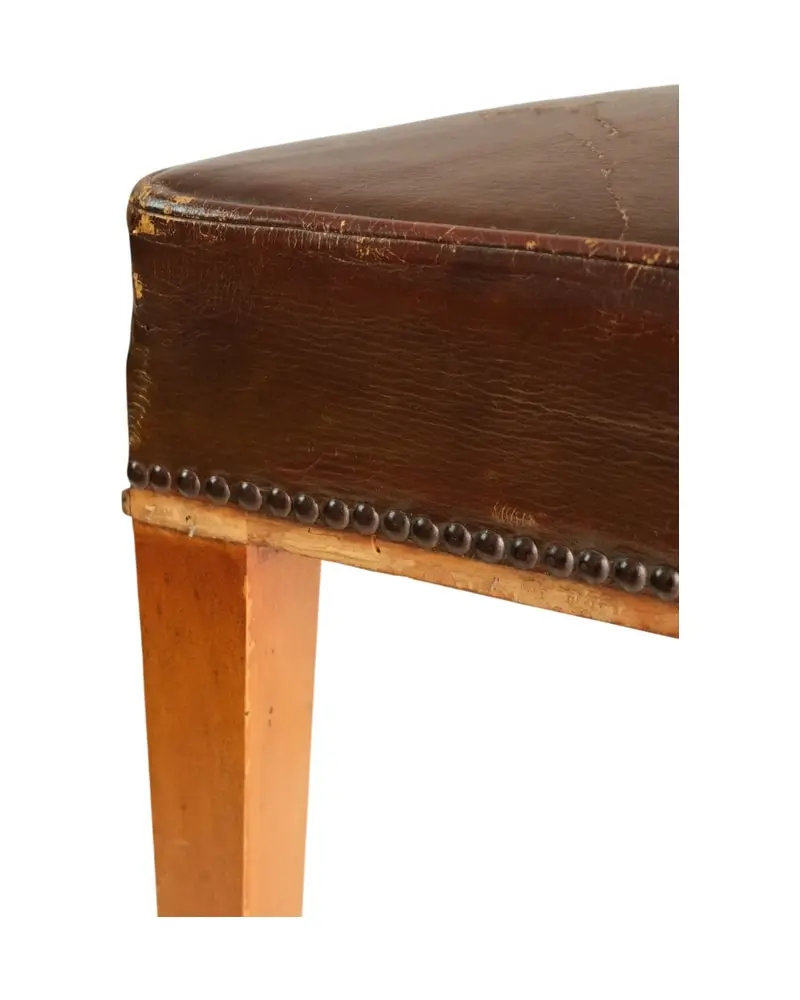Silla Tapizada del Mediados del Siglo XX en Madera y Cuero, Sillas y Asientos, Primera mitad del siglo XX · vista 8/14