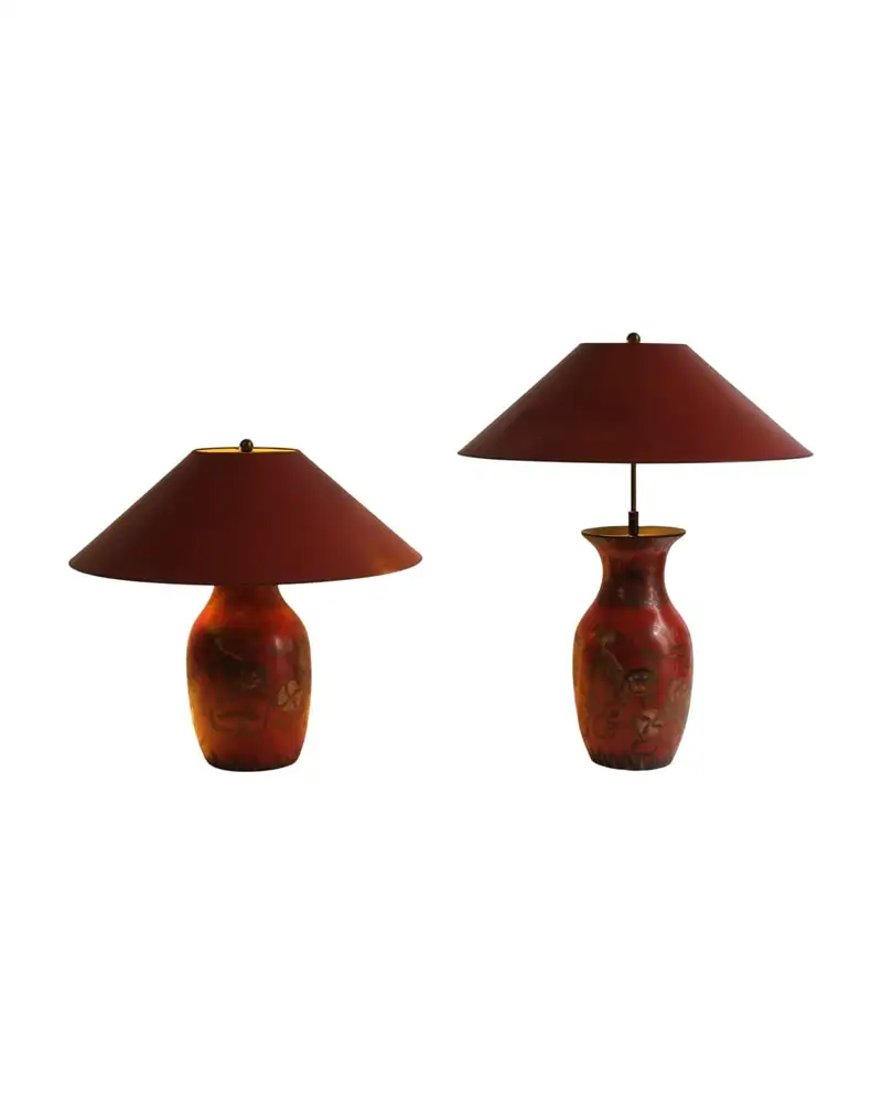 Lámparas de Mesa del Siglo XX en Cerámica Roja