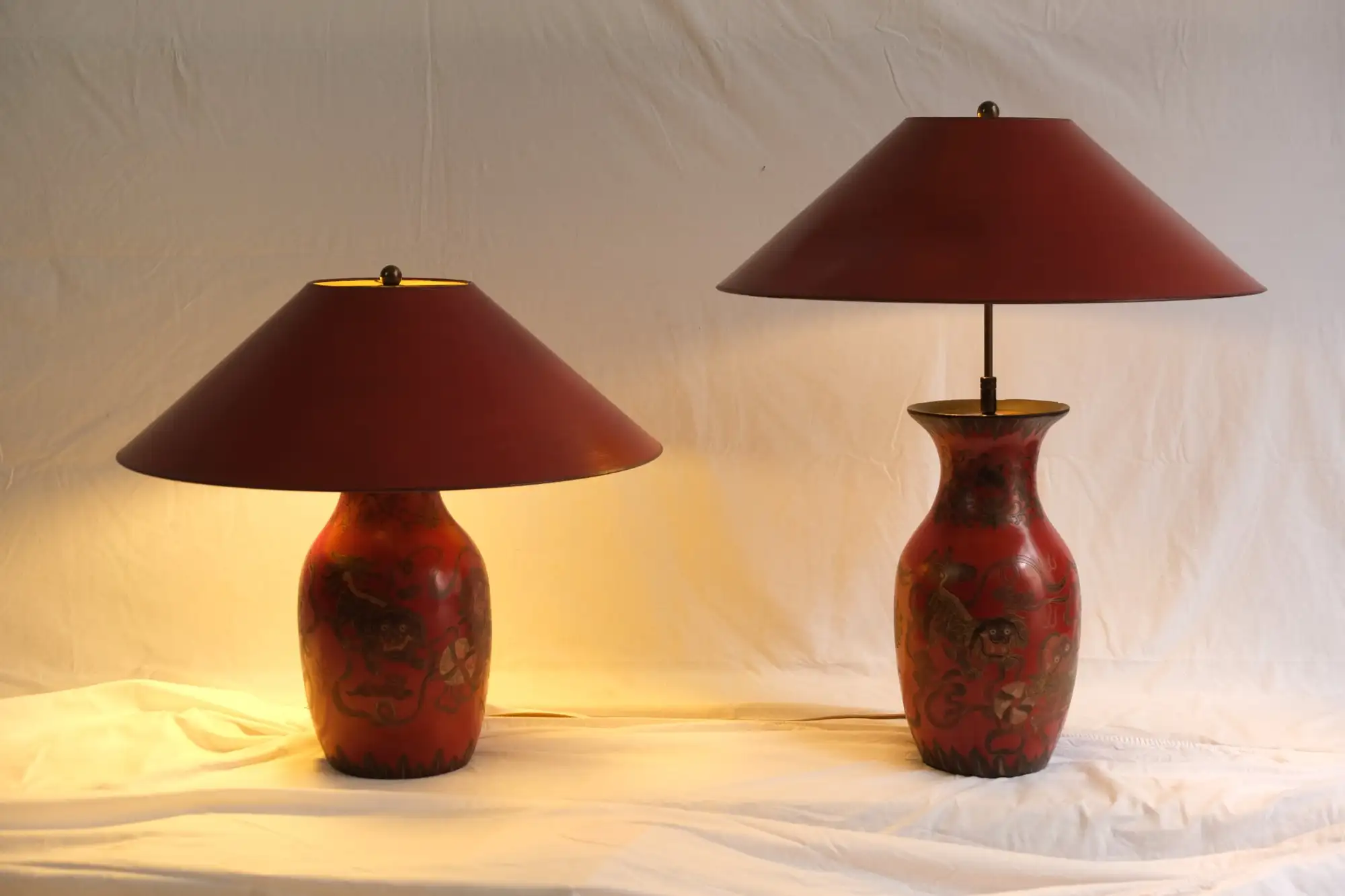 Lámparas de Mesa del Siglo XX en Cerámica Roja