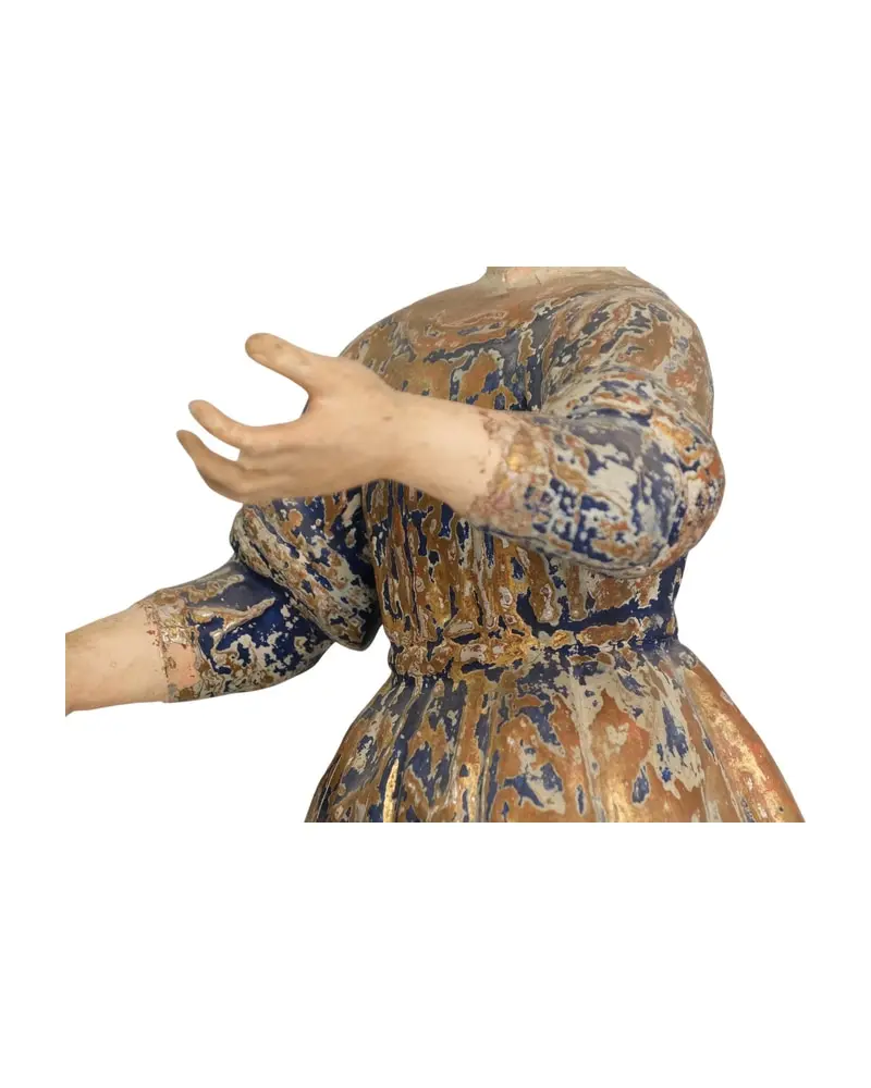 Escultura Religiosa del Siglo XIX de un Santo en Madera Policromada, Religioso y Devocional, Siglo XIX · vista 11/14