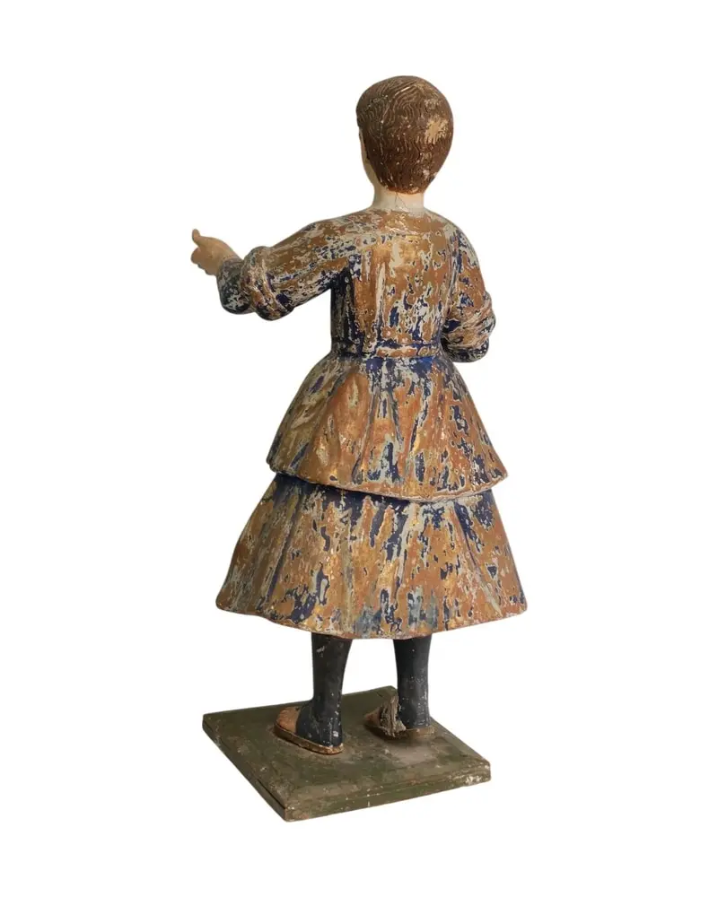 Escultura Religiosa del Siglo XIX de un Santo en Madera Policromada, Religioso y Devocional, Siglo XIX · vista 4/14