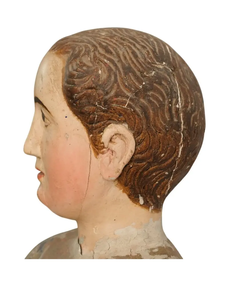 Escultura Religiosa del Siglo XIX de un Santo en Madera Policromada, Religioso y Devocional, Siglo XIX · vista 13/14