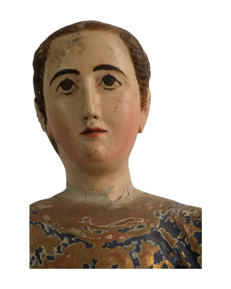 Escultura Religiosa del Siglo XIX de un Santo en Madera Policromada, Religioso y Devocional, Siglo XIX · vista 7/14