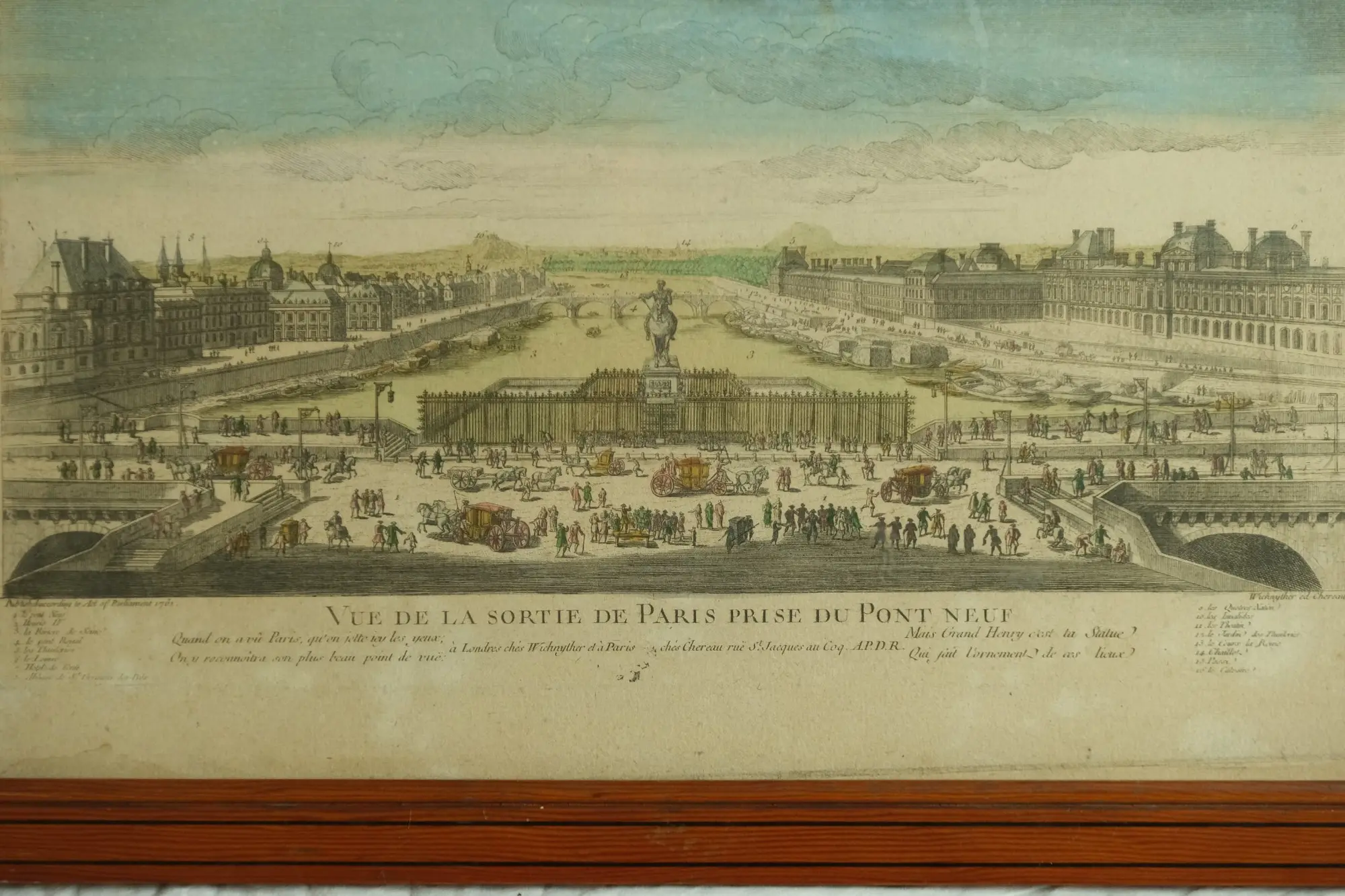 Grabado del Siglo XVIII de la Vista de París Desde el Puente Nuevo, Arte y Pintura, Siglo XVIII · vista 3/6