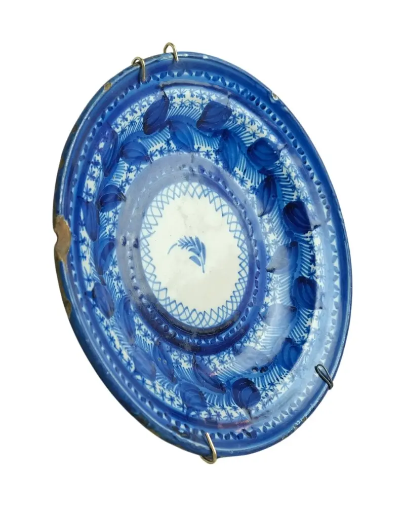 Plato Ovalado del Siglo XIX en Cerámica Azul y Blanca, Objetos Decorativos, Siglo XIX · vista 3/6