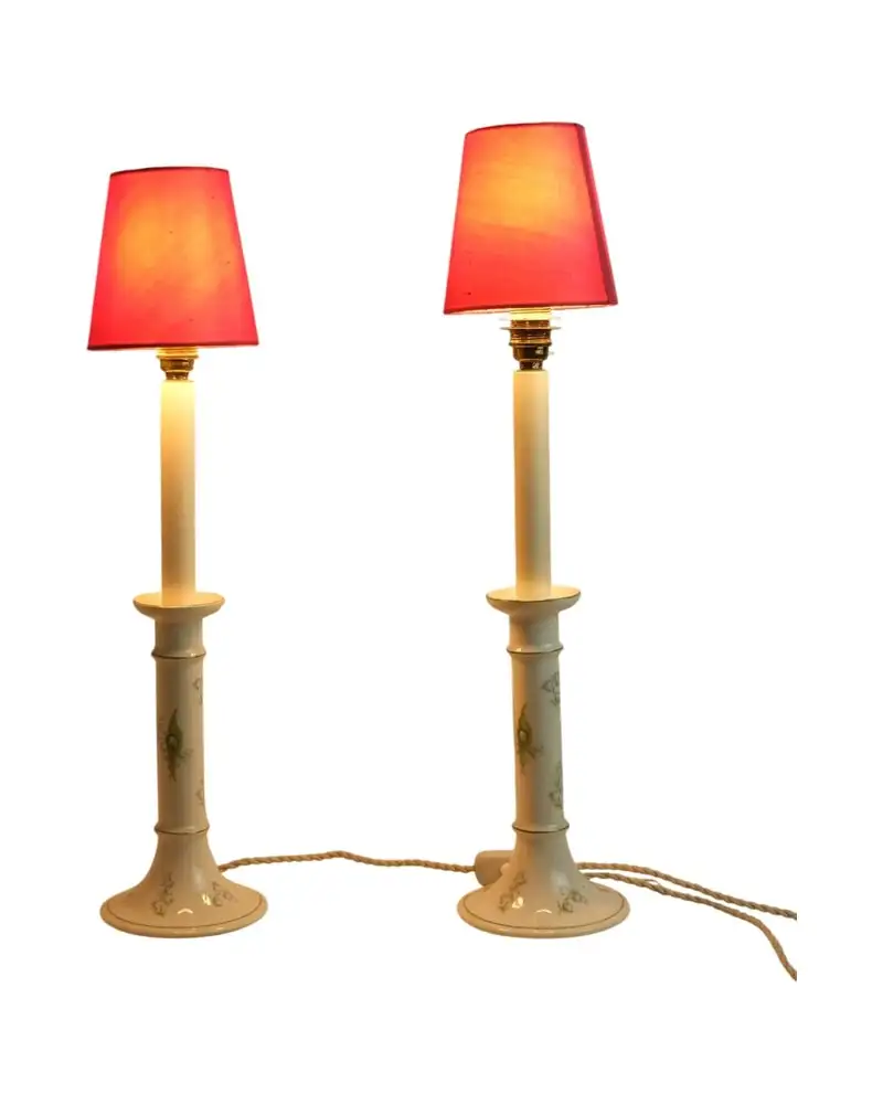Lámparas de Mesa del Siglo XX con Pantallas Rojas