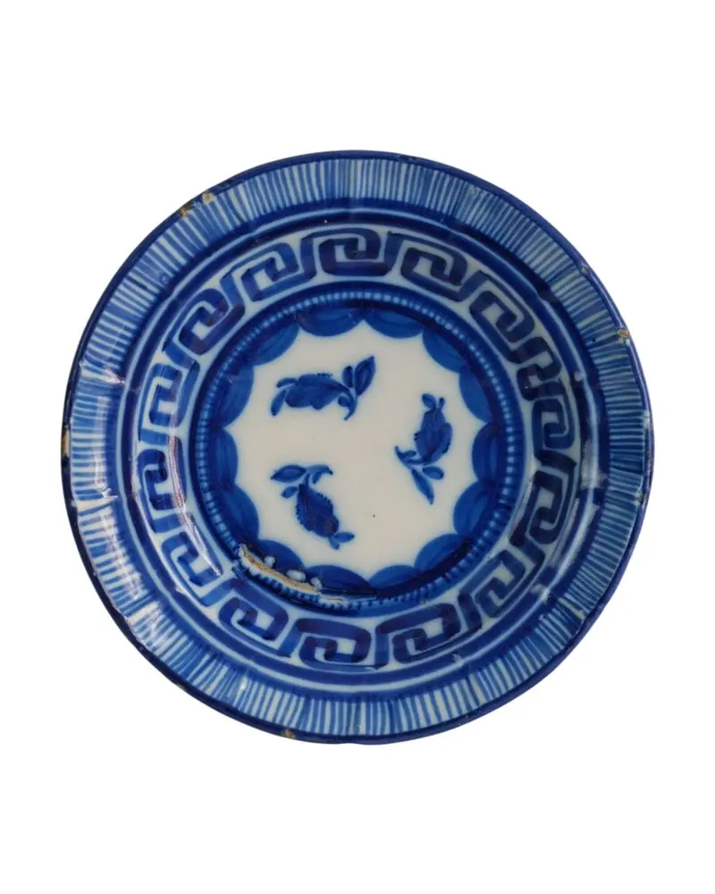 Plato Decorativo del Siglo XIX en Cerámica Azul, Objetos Decorativos, Siglo XIX
