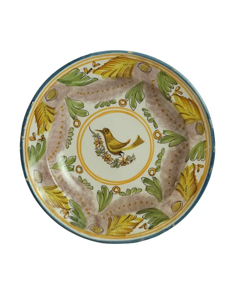 Plato Antiguo del Siglo XIX con Decoración de Pájaro, Objetos Decorativos, Siglo XIX