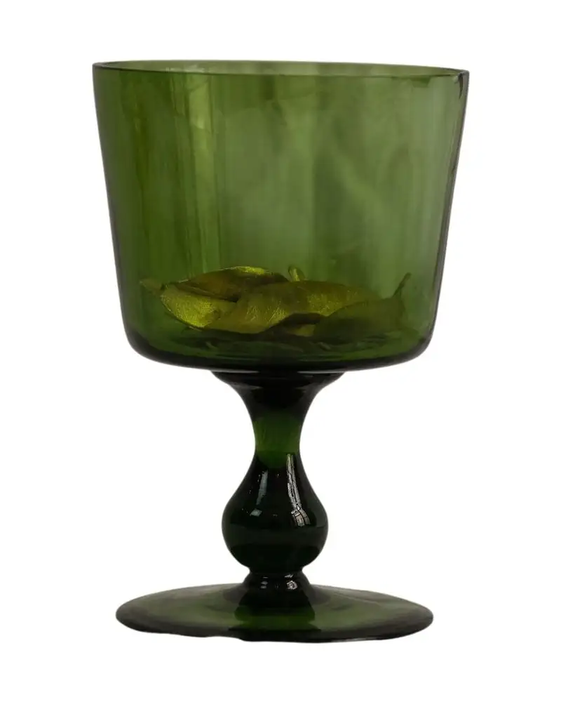 Copa de Vidrio Verde del Siglo XIX con Base Sólida