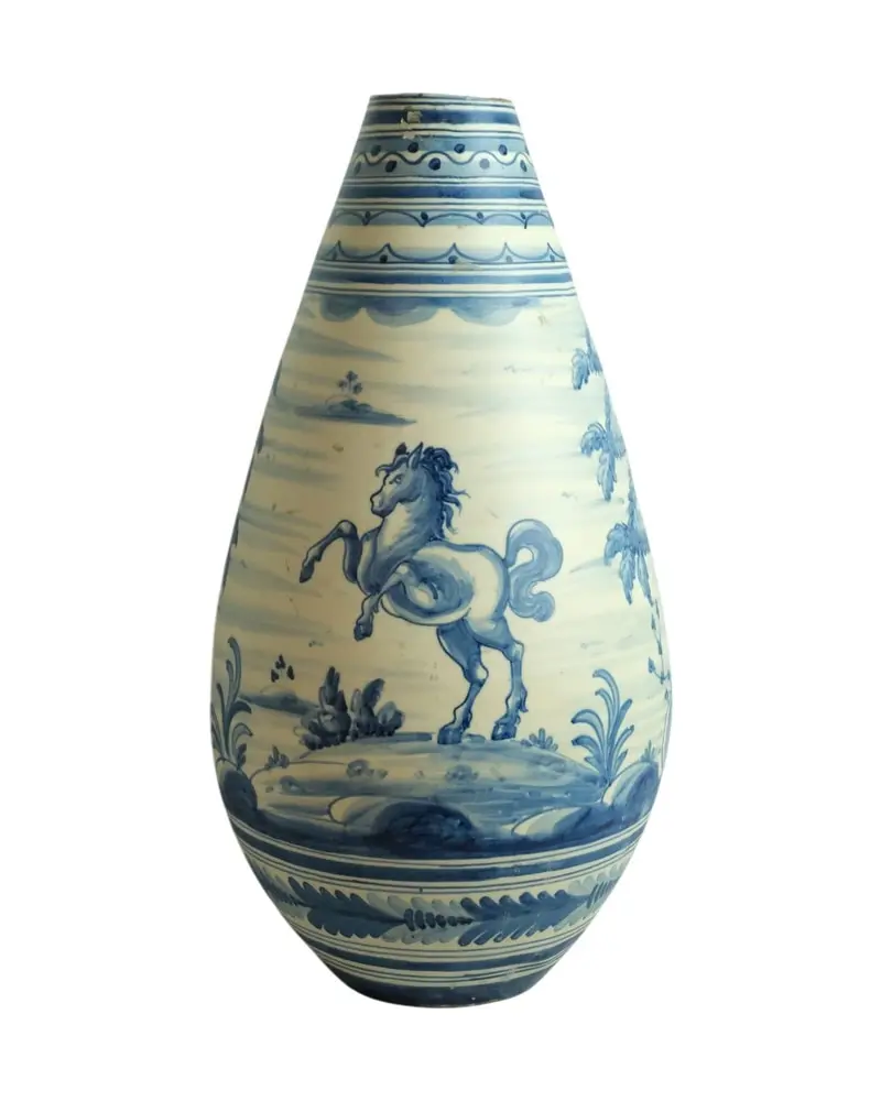 Jarrón del Siglo XVIII en Cerámica Azul y Blanca, Objetos Decorativos, Siglo XVIII