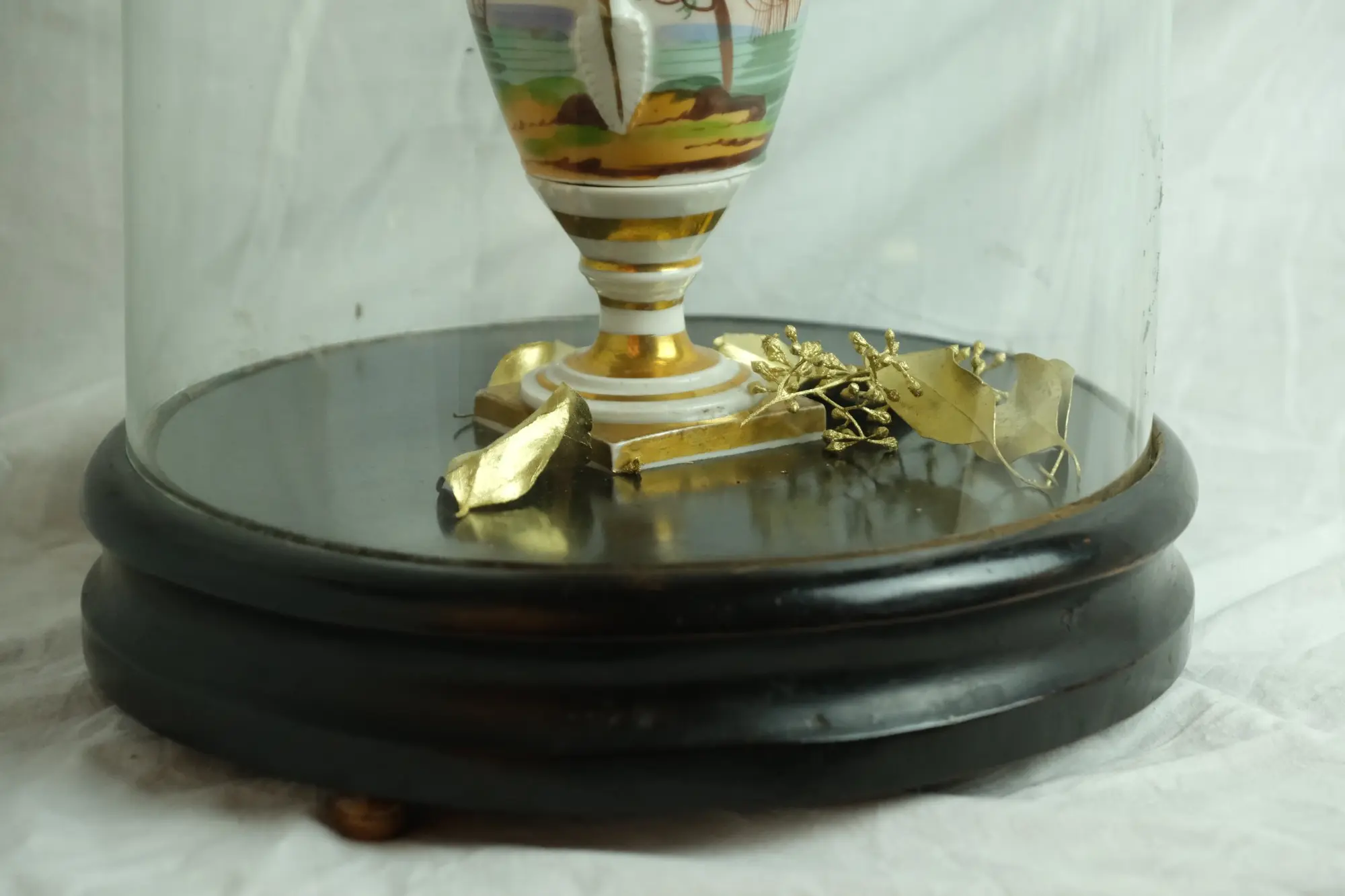 Vasija Antiguo del Siglo XIX en Cristal y Base de Madera, Objetos Decorativos, Siglo XIX · vista 4/9