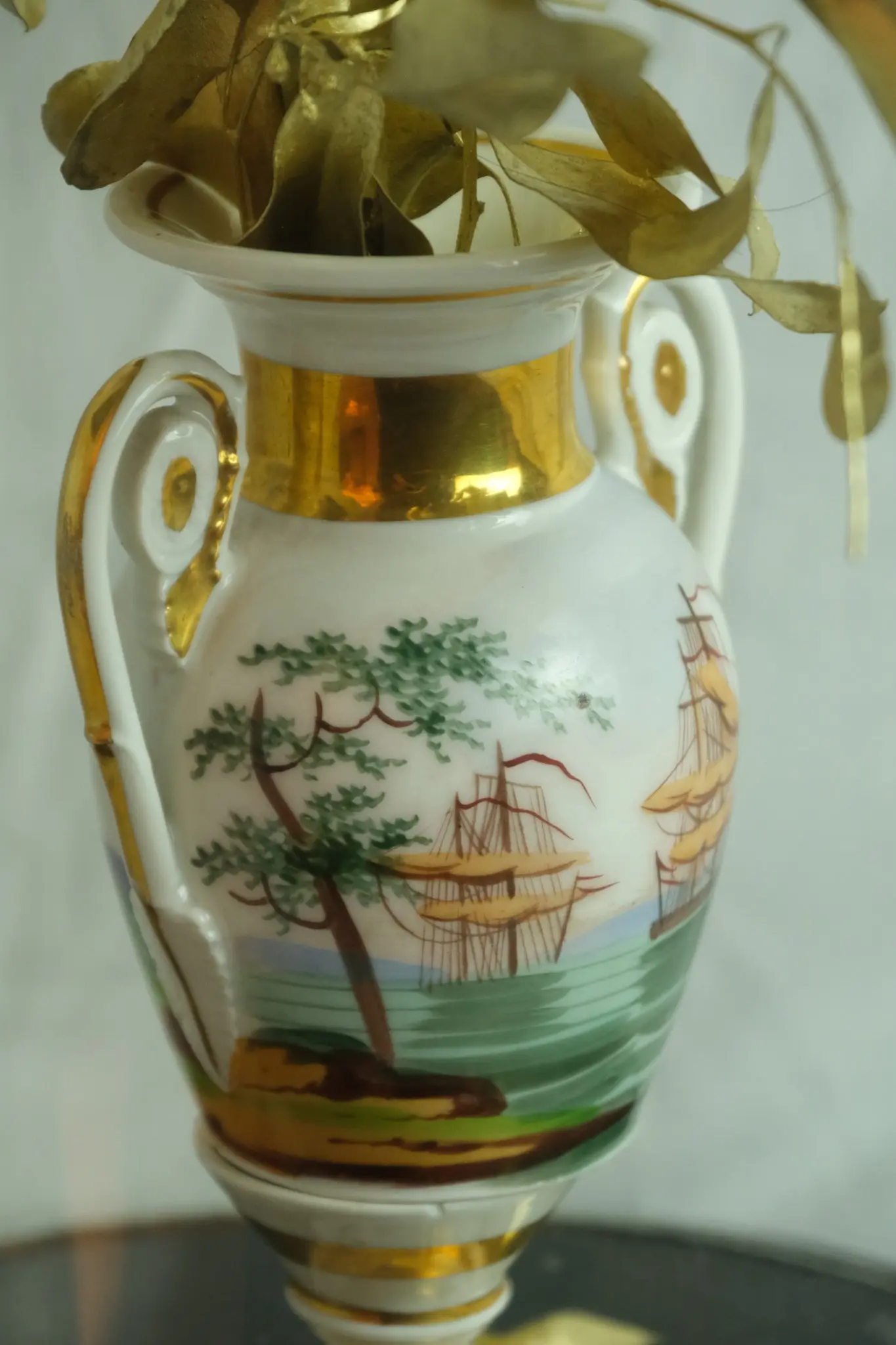 Vasija Antiguo del Siglo XIX en Cristal y Base de Madera, Objetos Decorativos, Siglo XIX · vista 3/9