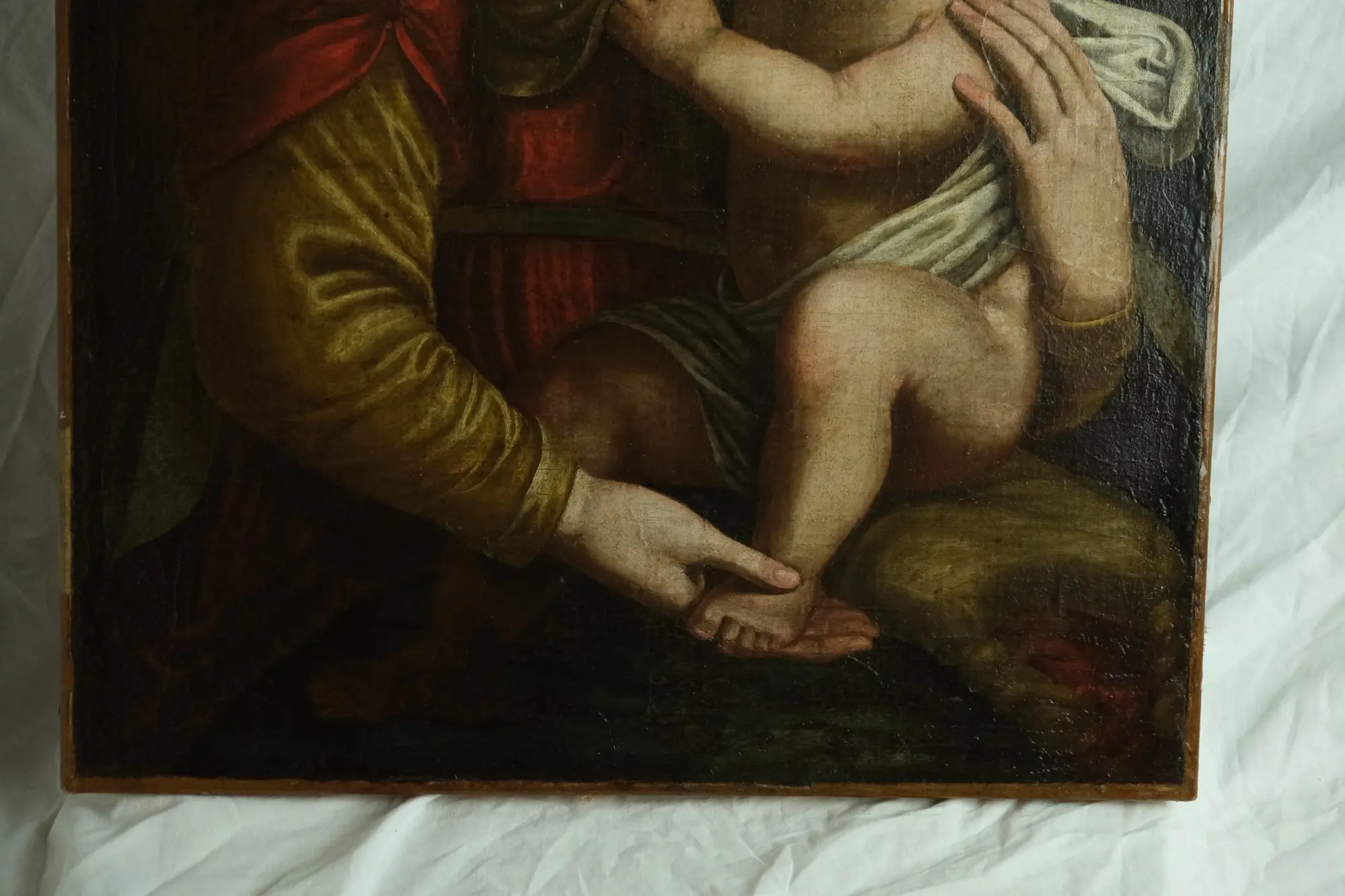 Pintura Religiosa del Siglo XVII de Virgen con Niño, Objetos Decorativos, Siglo XVII · vista 3/10
