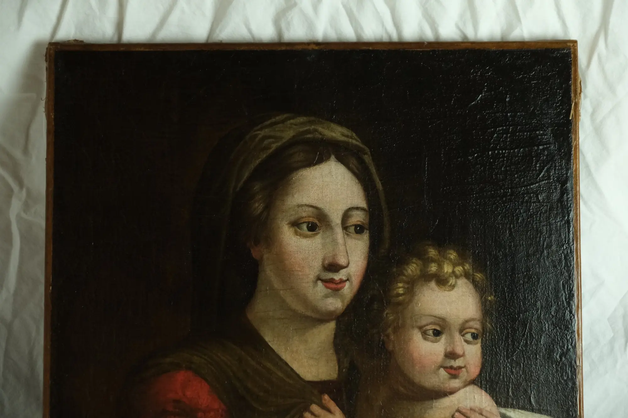 Pintura Religiosa del Siglo XVII de Virgen con Niño, Objetos Decorativos, Siglo XVII · vista 2/10