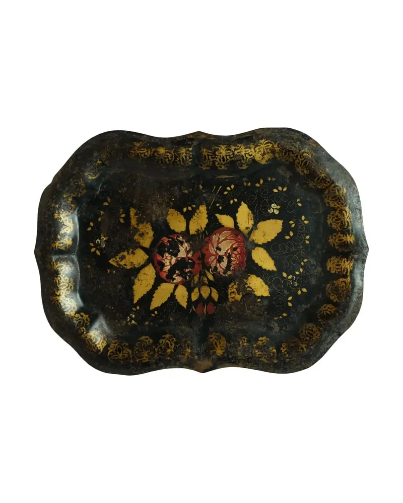 Bandeja de Metal del Siglo XIX con Decoración Floral, Objetos Decorativos, Siglo XIX · vista 3/5