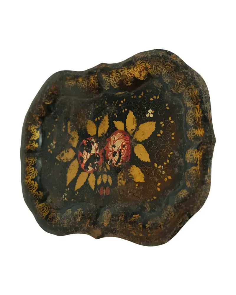 Bandeja de Metal del Siglo XIX con Decoración Floral, Objetos Decorativos, Siglo XIX · vista 2/5