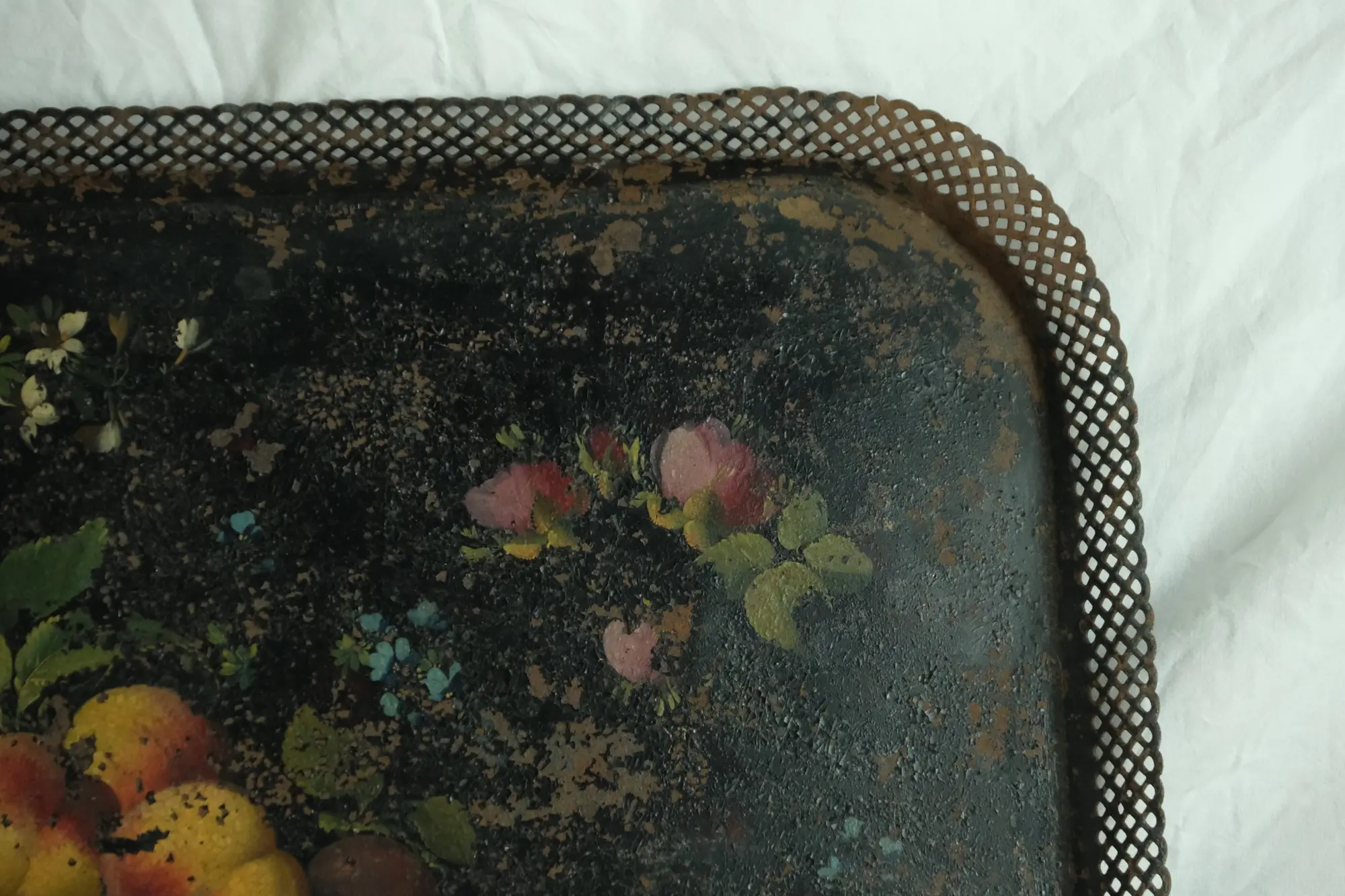 Bandeja Antiguo del Siglo XIX con Pintura de Frutas, Objetos Decorativos, Siglo XIX · vista 4/9