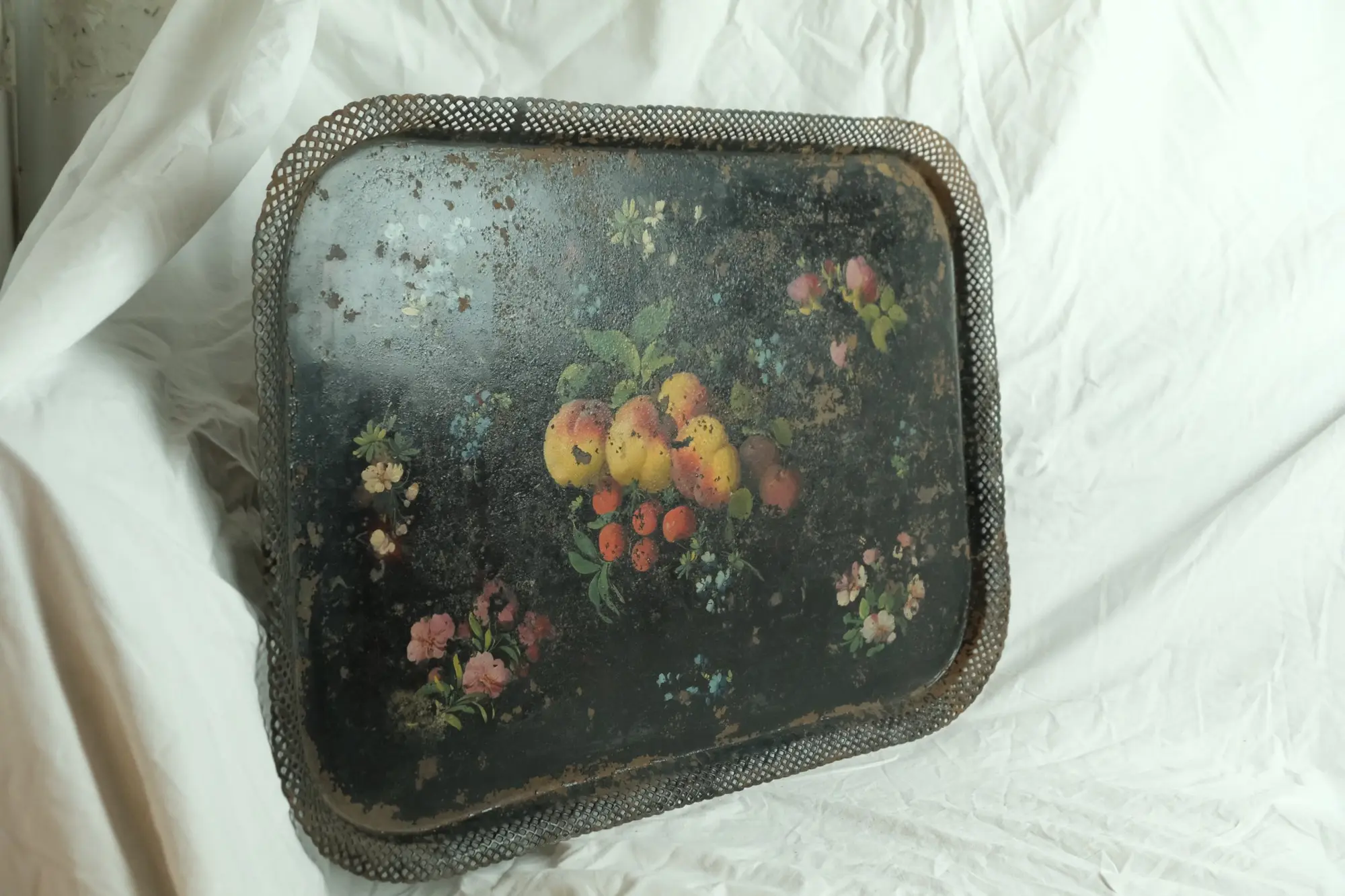 Bandeja Antiguo del Siglo XIX con Pintura de Frutas, Objetos Decorativos, Siglo XIX · vista 6/9