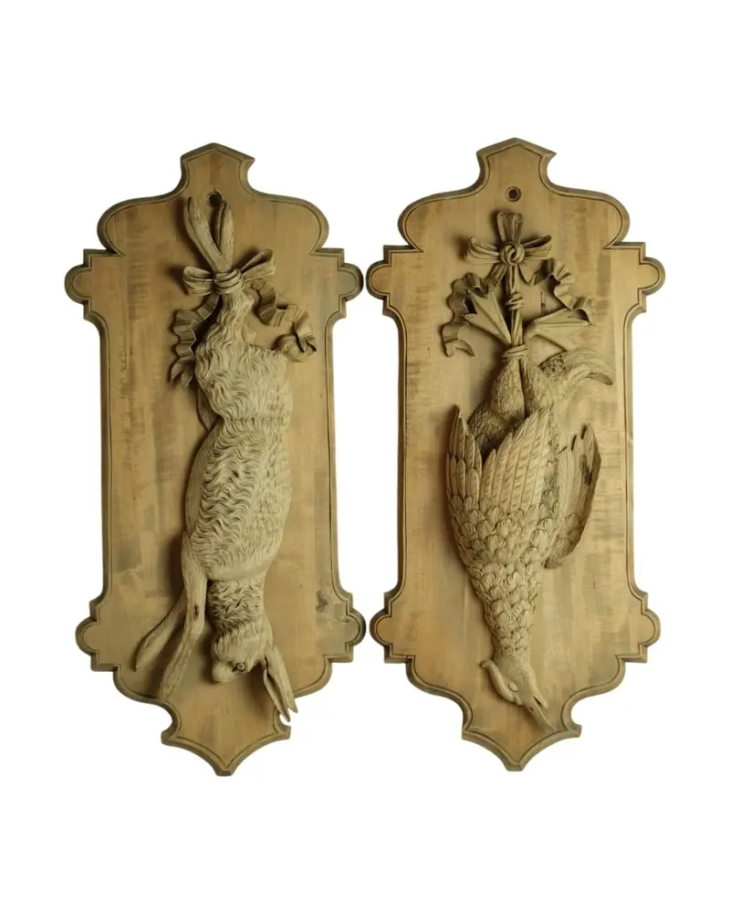 Paneles de Madera del Siglo XIX con Relieves de Caza, Objetos Decorativos, Siglo XIX