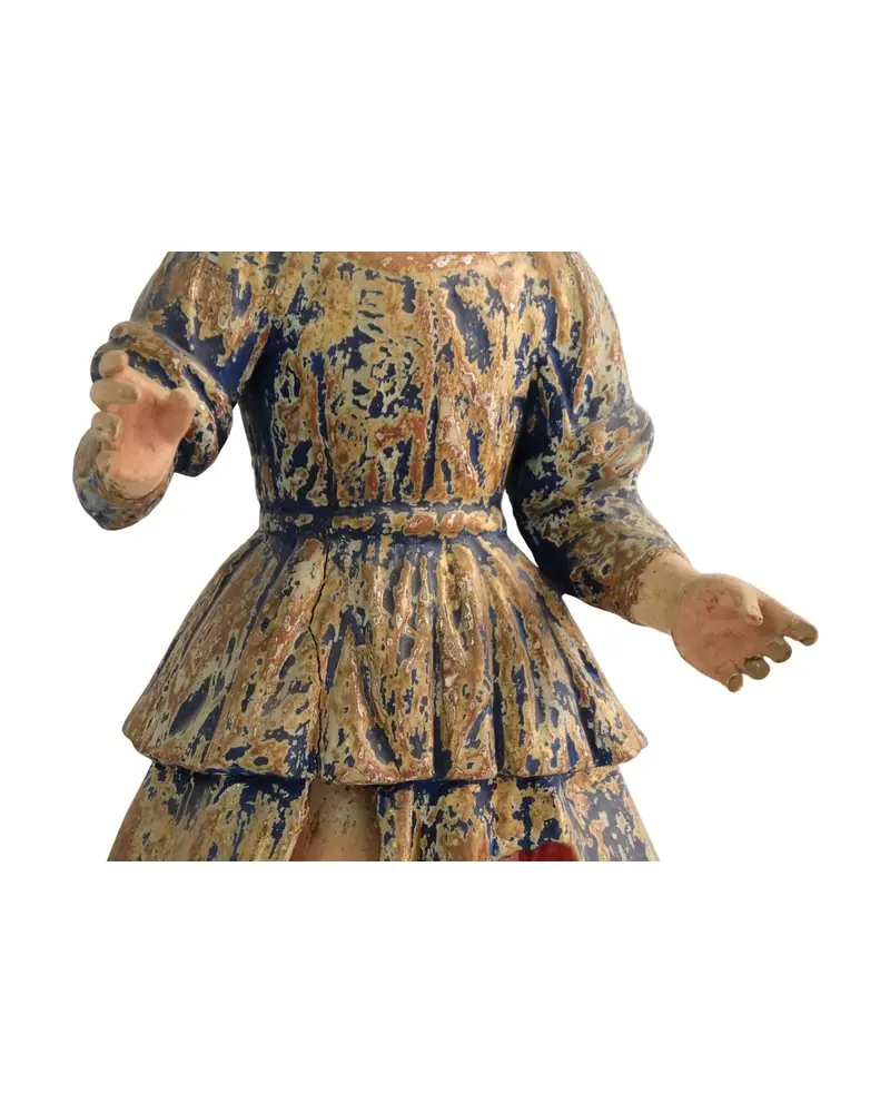 Figura de Niña del Siglo XIX en Madera Policromada, Objetos Decorativos, Siglo XIX · vista 7/10