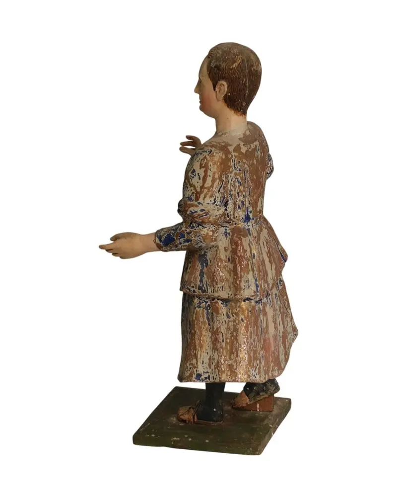 Figura de Niña del Siglo XIX en Madera Policromada, Objetos Decorativos, Siglo XIX · vista 9/10