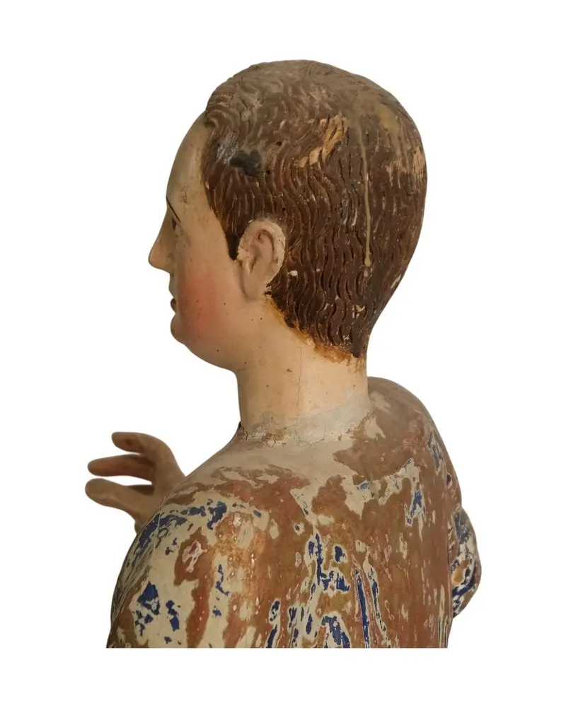 Figura de Niña del Siglo XIX en Madera Policromada, Objetos Decorativos, Siglo XIX · vista 10/10